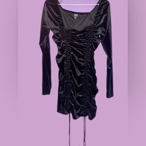 Wild fable Women's Long Sleeve Ruched Velvet Bodycon Dress